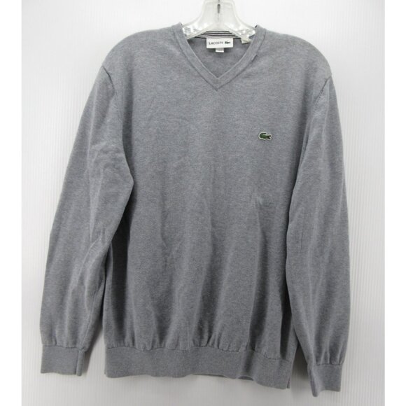 Lacoste Sweater Large Pullover Preppy Crocodile Logo V-Neck Knit * - Picture 1 of 13